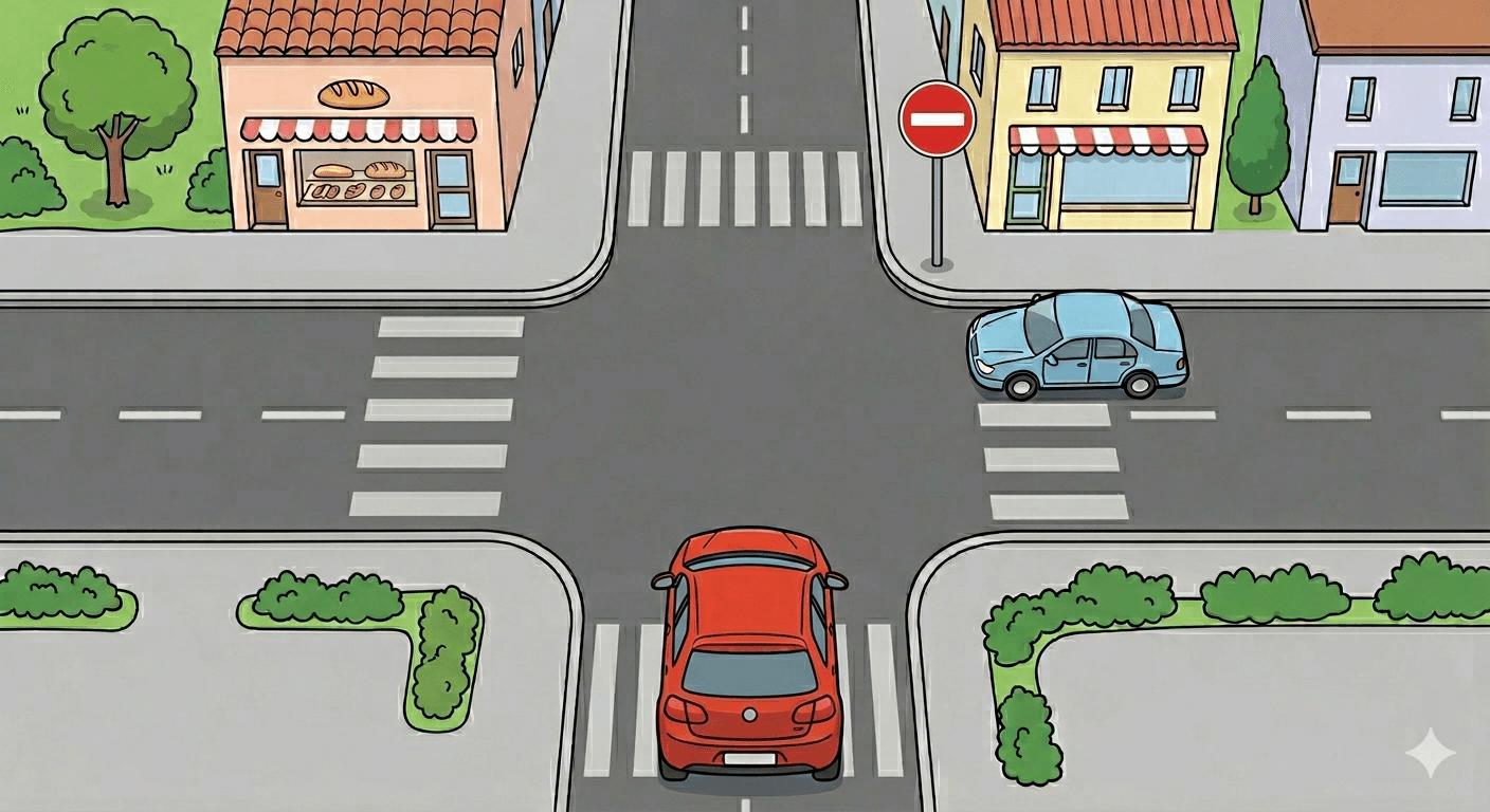 Situation routière illustrant la question d'examen